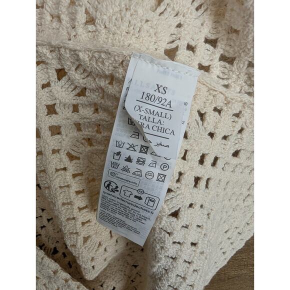 Allsaints Milly Open Knit 2-Piece Pajama Set Womens M Ecru White Short Sleeve - Picture 5 of 5